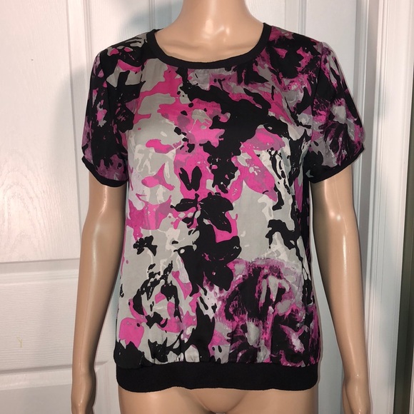 DKNY Black Print Top S - Picture 1 of 6